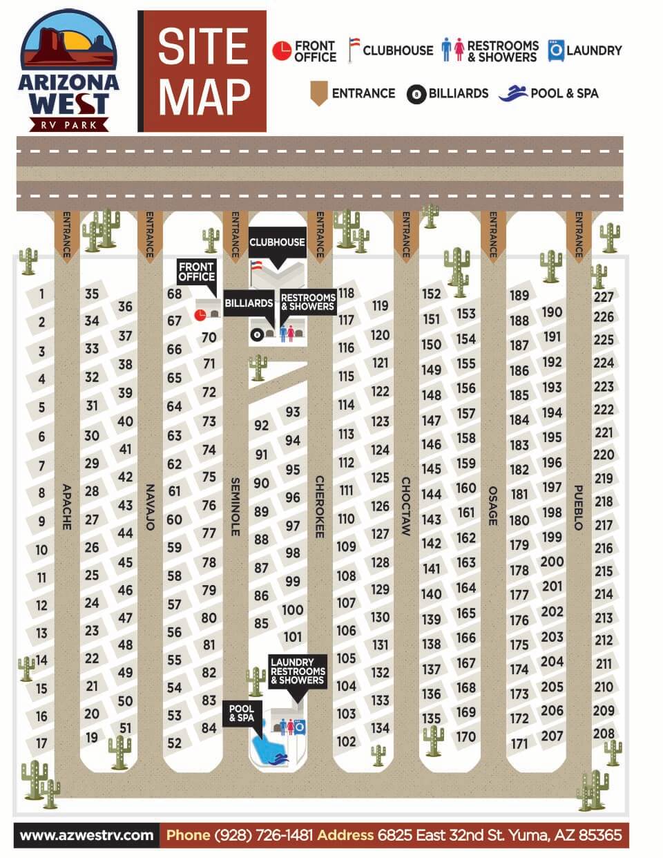 Arizona West RV Park - park map